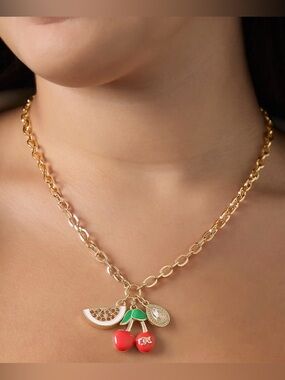 Juicy Couture NIB Cherry & Watermelon Charm Necklace